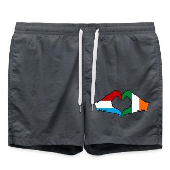 Luxembourg Irlande Drapeau Coeur Mains - Short de bain - charbon - Devant - AI Model Male 185 light (185cm)