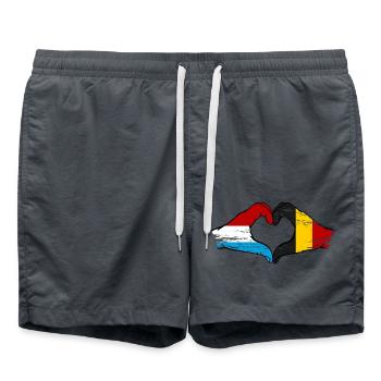 Luxembourg Belgium Flag Hands Heart Shape Used - Swim Trunks - anthracite - Front - AI Model Male 185 light (185cm)