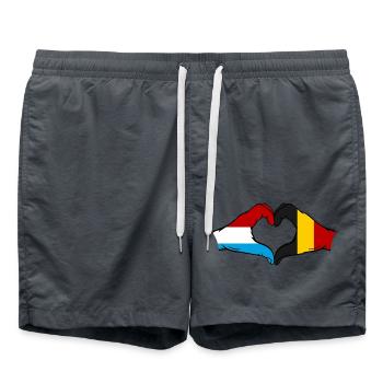 Luxembourg Belgium Flag Hands Heart Shape - Swim Trunks - anthracite - Front - AI Model Male 185 light (185cm)