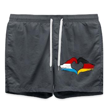 Luxembourg Allemagne Drapeau Mains Coeur Forme Utilisé - Short de bain - charbon - Devant - AI Model Male 185 light (185cm)