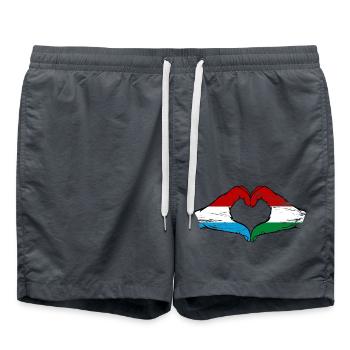 Luxembourg Hongrie drapeau mains forme de coeur utilisé - Short de bain - charbon - Devant - AI Model Male 185 light (185cm)