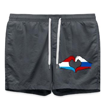 Luxembourg Russie Drapeau Mains Coeur Forme - Short de bain - charbon - Devant - AI Model Male 185 light (185cm)