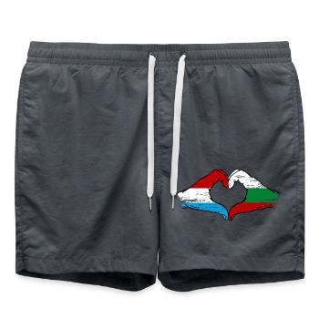 Luxembourg Bulgaria flag hands heart shape used - Swim Trunks - anthracite - Front - AI Model Male 185 light (185cm)