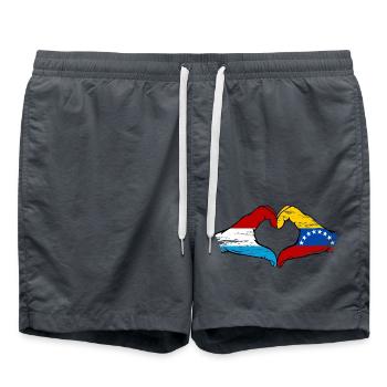 Luxemburg Venezuela Flagge Hände Herzform used - Badeshorts - Anthrazit - Vorne - AI Model Male 185 light (185cm)
