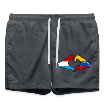 Luxembourg Venezuela Flag Hand Heart Shape - Swim Trunks - anthracite - Front - AI Model Male 185 light (185cm)