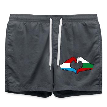Luxembourg Bulgarie Drapeau Mains Coeur Forme - Short de bain - charbon - Devant - AI Model Male 185 light (185cm)