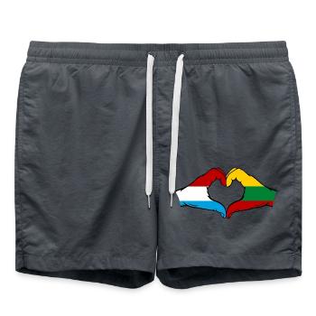 Luxembourg Lithuania Flag Hands Heart Shape - Swim Trunks - anthracite - Front - AI Model Male 185 light (185cm)