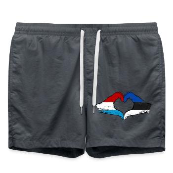 Luxemburg Estland Flagge Haende Herzform used - Badeshorts - Anthrazit - Vorne - AI Model Male 185 light (185cm)