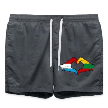 Luxemburg Litauen Flagge Haende Herzform used - Badeshorts - Anthrazit - Vorne - AI Model Male 185 light (185cm)