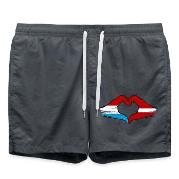 Luxembourg Lettonie Drapeau Mains Coeur Forme Utilisé - Short de bain - charbon - Devant - AI Model Male 185 light (185cm)