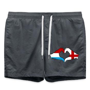 Luxembourg Angleterre Drapeau Mains Coeur Forme - Short de bain - charbon - Devant - AI Model Male 185 light (185cm)