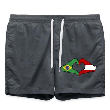 Brésil Autriche Drapeau Mains Coeur Forme - Short de bain - charbon - Devant - AI Model Male 185 light (185cm)