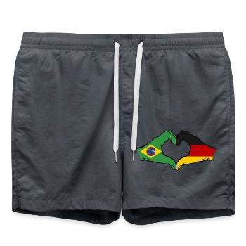 Brésil Allemagne Drapeau Main Coeur Forme - Short de bain - charbon - Devant - AI Model Male 185 light (185cm)