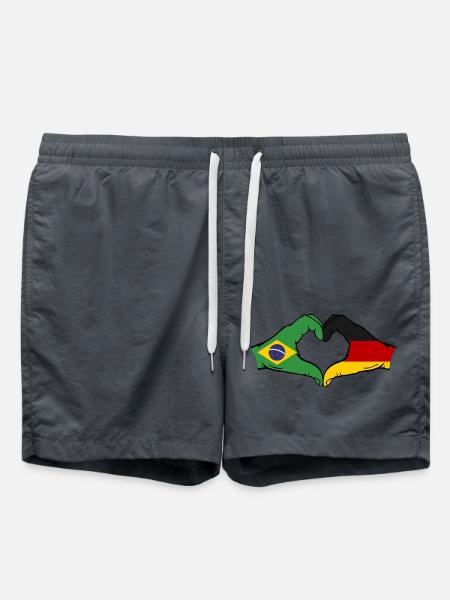Brasilien Deutschland Flagge Haende Herzform - Badeshorts - Anthrazit