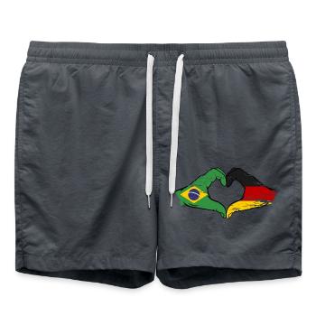 Brésil Allemagne Drapeau Main Forme Coeur Utilisé - Short de bain - charbon - Devant - AI Model Male 185 light (185cm)