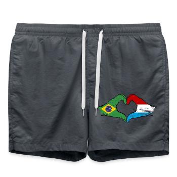 Brésil Luxembourg Drapeau Mains Coeur Forme Utilisé - Short de bain - charbon - Devant - AI Model Male 185 light (185cm)