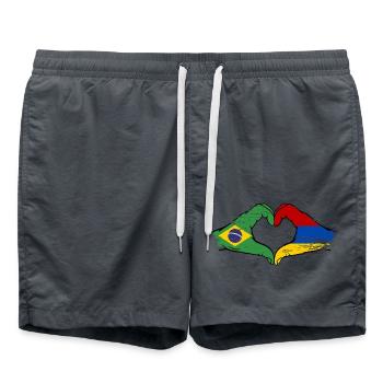 Brasilien Armenien Flagge Haende Herzform used - Badeshorts - Anthrazit - Vorne - AI Model Male 185 light (185cm)