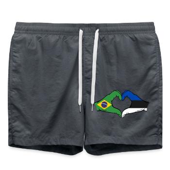 Brésil Estonie Drapeau Mains Coeur Forme - Short de bain - charbon - Devant - AI Model Male 185 light (185cm)