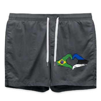 Brasilien Estland Flagge Haende Herzform used - Badeshorts - Anthrazit - Vorne - AI Model Male 185 light (185cm)
