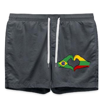 Brésil Lituanie Drapeau Mains Coeur Forme - Short de bain - charbon - Devant - AI Model Male 185 light (185cm)