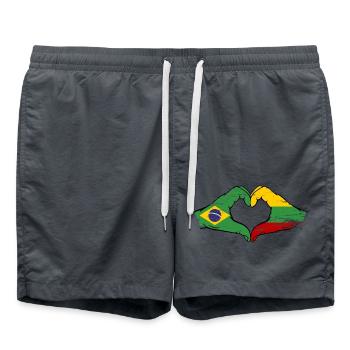 Brasilien Litauen Flagge Haende Herzform used - Badeshorts - Anthrazit - Vorne - AI Model Male 185 light (185cm)