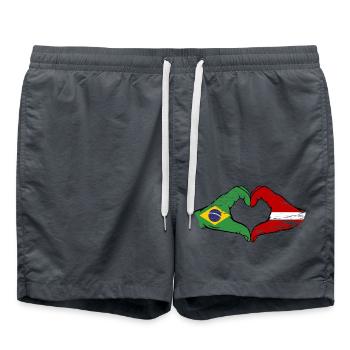 Brésil Lettonie Drapeau Mains Coeur Forme Utilisé - Short de bain - charbon - Devant - AI Model Male 185 light (185cm)