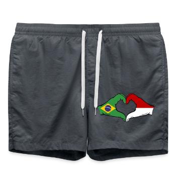 Brésil Monaco Drapeau Main Coeur Forme - Short de bain - charbon - Devant - AI Model Male 185 light (185cm)
