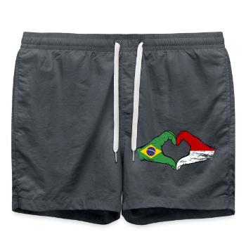 Brazil Monaco Flag Hand Shape Heart Shape Used - Swim Trunks - anthracite - Front - AI Model Male 185 light (185cm)