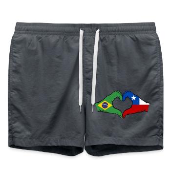 Brasilien Chile Flagge Haende Herzform - Badeshorts - Anthrazit - Vorne - AI Model Male 185 light (185cm)