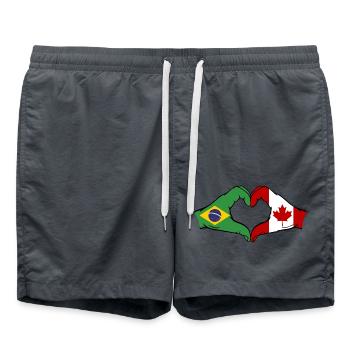 Brésil Canada Drapeau Mains Coeur Forme - Short de bain - charbon - Devant - AI Model Male 185 light (185cm)