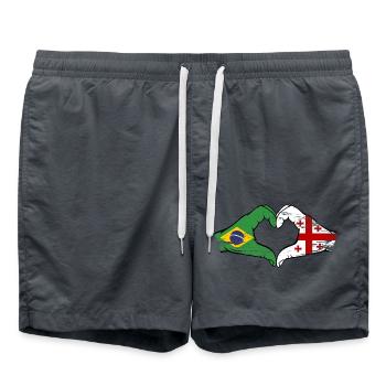 Brasilien Georgien Flagge Hände Herzform used - Badeshorts - Anthrazit - Vorne - AI Model Male 185 light (185cm)