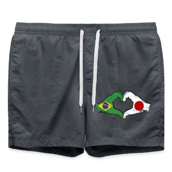 Brésil Japon Drapeau Mains Coeur Forme Utilisé - Short de bain - charbon - Devant - AI Model Male 185 light (185cm)