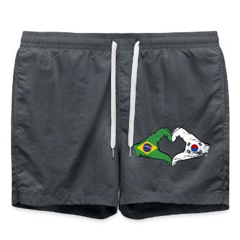 Brasilien Südkorea Hände Herzform used - Badeshorts - Anthrazit - Vorne - AI Model Male 185 light (185cm)