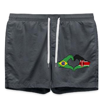 Brésil Kenya Drapeau Mains Coeur Forme - Short de bain - charbon - Devant - AI Model Male 185 light (185cm)