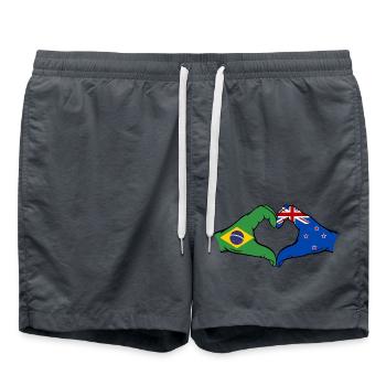 Brazil New Zealand Hand Heart Shape - Swim Trunks - anthracite - Front - AI Model Male 185 light (185cm)