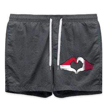Drapeau Monaco Qatar main coeur Utilisé - Short de bain - charbon - Devant - AI Model Male 185 light (185cm)
