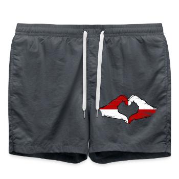 Monaco Poland Flag Hand Shape Heart Shape Used - Swim Trunks - anthracite - Front - AI Model Male 185 light (185cm)