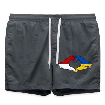 Monaco Ukraine Flag Hand Shape Heart Shape Used - Swim Trunks - anthracite - Front - AI Model Male 185 light (185cm)