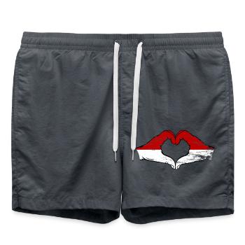 Monaco Indonesia Flag Hands Heart Shape Used - Swim Trunks - anthracite - Front - AI Model Male 185 light (185cm)