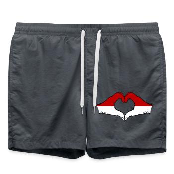 Drapeau de Monaco Indonésie main forme coeur - Short de bain - charbon - Devant - AI Model Male 185 light (185cm)