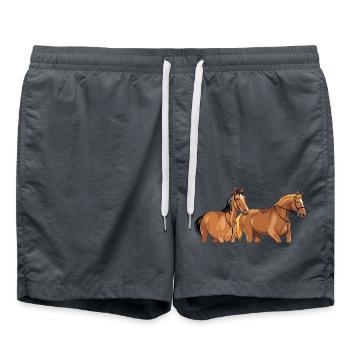 Zwei wunderschöne braune Pferde - Badeshorts - Anthrazit - Vorne - AI Model Male 185 light (185cm)
