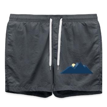 Minimalistische Berglandschaft - Badeshorts - Anthrazit - Vorne - AI Model Male 185 light (185cm)