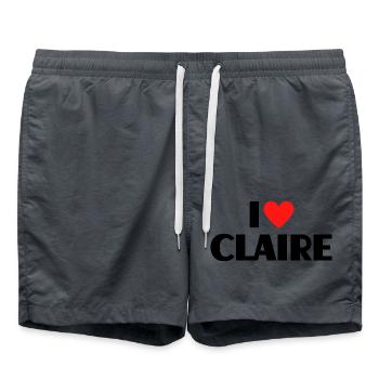 I Love Claire Heart Graphic Name Gift - Swim Trunks - anthracite - Front - AI Model Male 185 light (185cm)