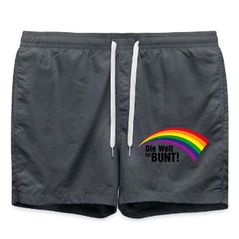 Regenbogen Flagge Fahne Die Welt ist bunt Toleranz - Badeshorts - Anthrazit - Vorne - AI Model Male 185 light (185cm)