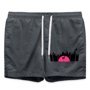 holiday palm trees Miami holiday sun summer island sea - Swim Trunks - anthracite - Front - AI Model Male 185 light (185cm)