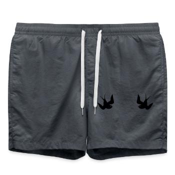 Tattoo Swallows Design Oldschool Birds Freedom - Badeshorts - Anthrazit - Vorne - AI Model Male 185 light (185cm)