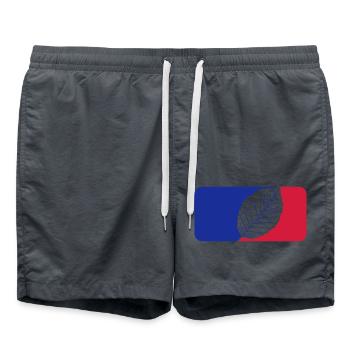 logo sport rouge hêtre bleu feuille arbre forme de plante - Short de bain - charbon - Devant - AI Model Male 185 light (185cm)