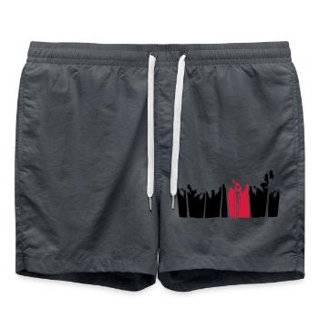 palms holiday island black alien man long arm - Swim Trunks - anthracite - Front - AI Model Male 185 light (185cm)