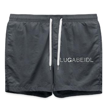 Lugabeidl Schwäbisch | schwäbisches schempfword - Badeshorts - Anthrazit - Vorne - AI Model Male 185 light (185cm)