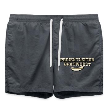 Grillen Spruch Projektleiter Bratwurst - Badeshorts - Anthrazit - Vorne - AI Model Male 185 light (185cm)
